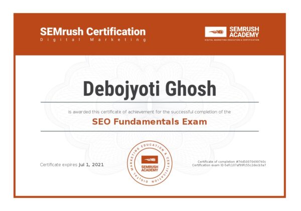 SEO Fundamentals Certificate