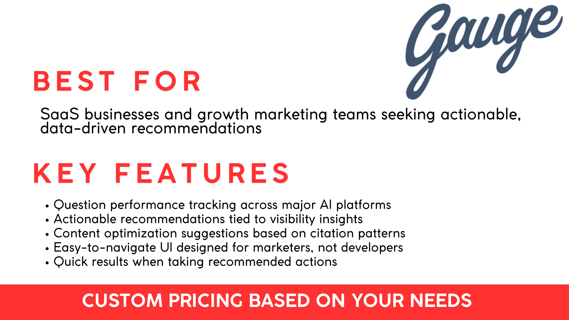 Gauge AI tool features and prices