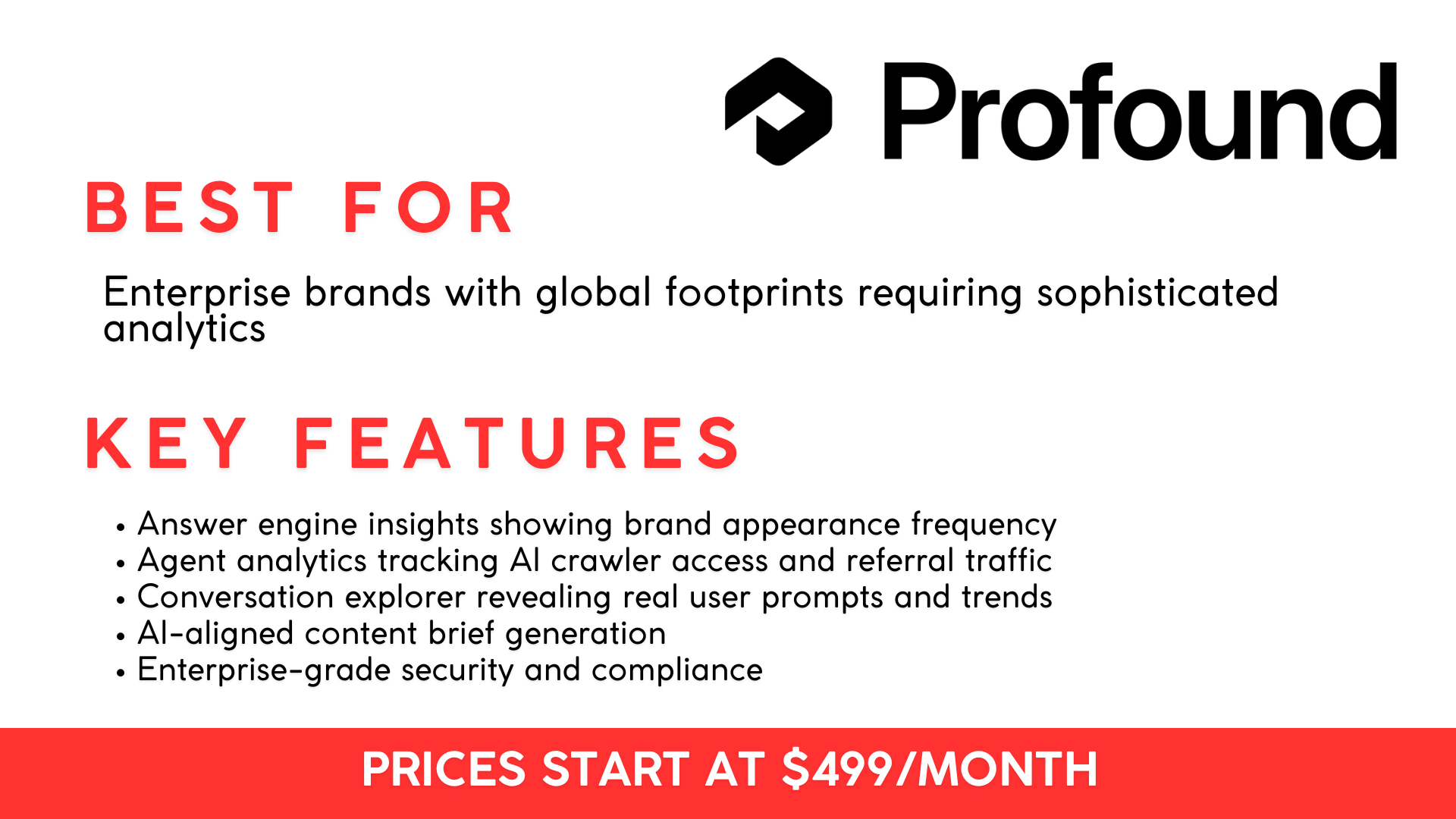 Profound AI tool features and prices