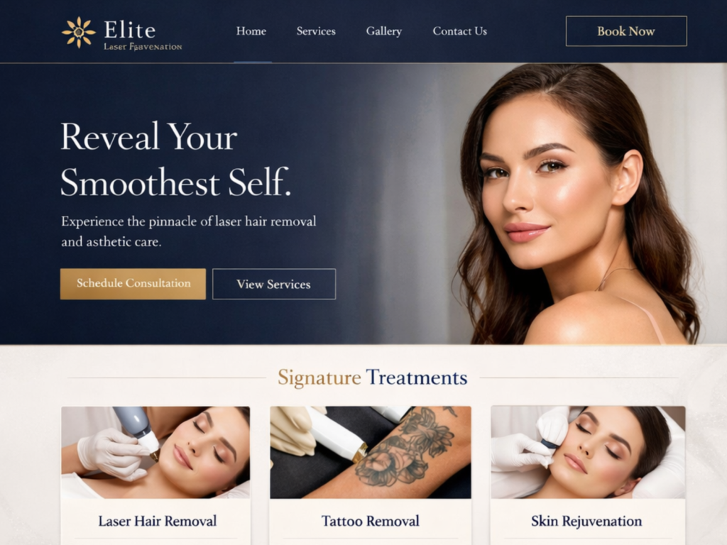 Website design mockup for Elite Laser Rejuvenation