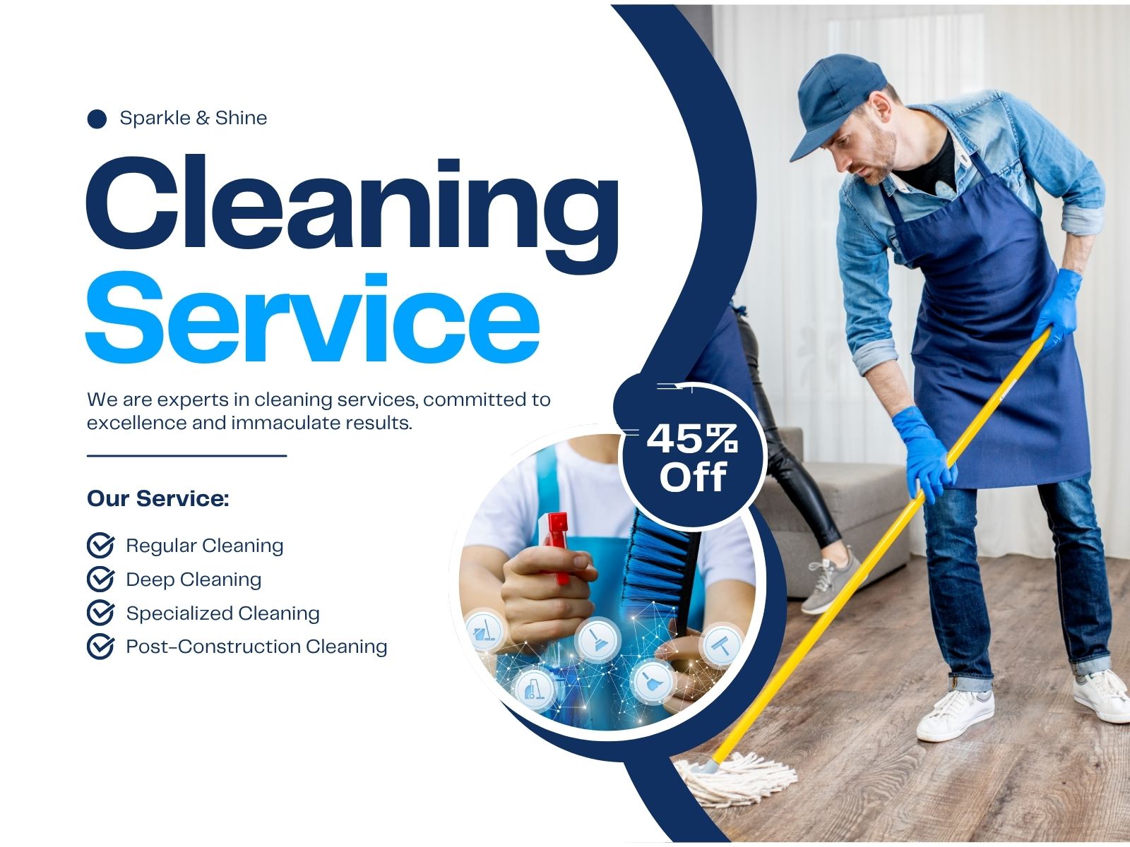 Web design mockup for cleaning services