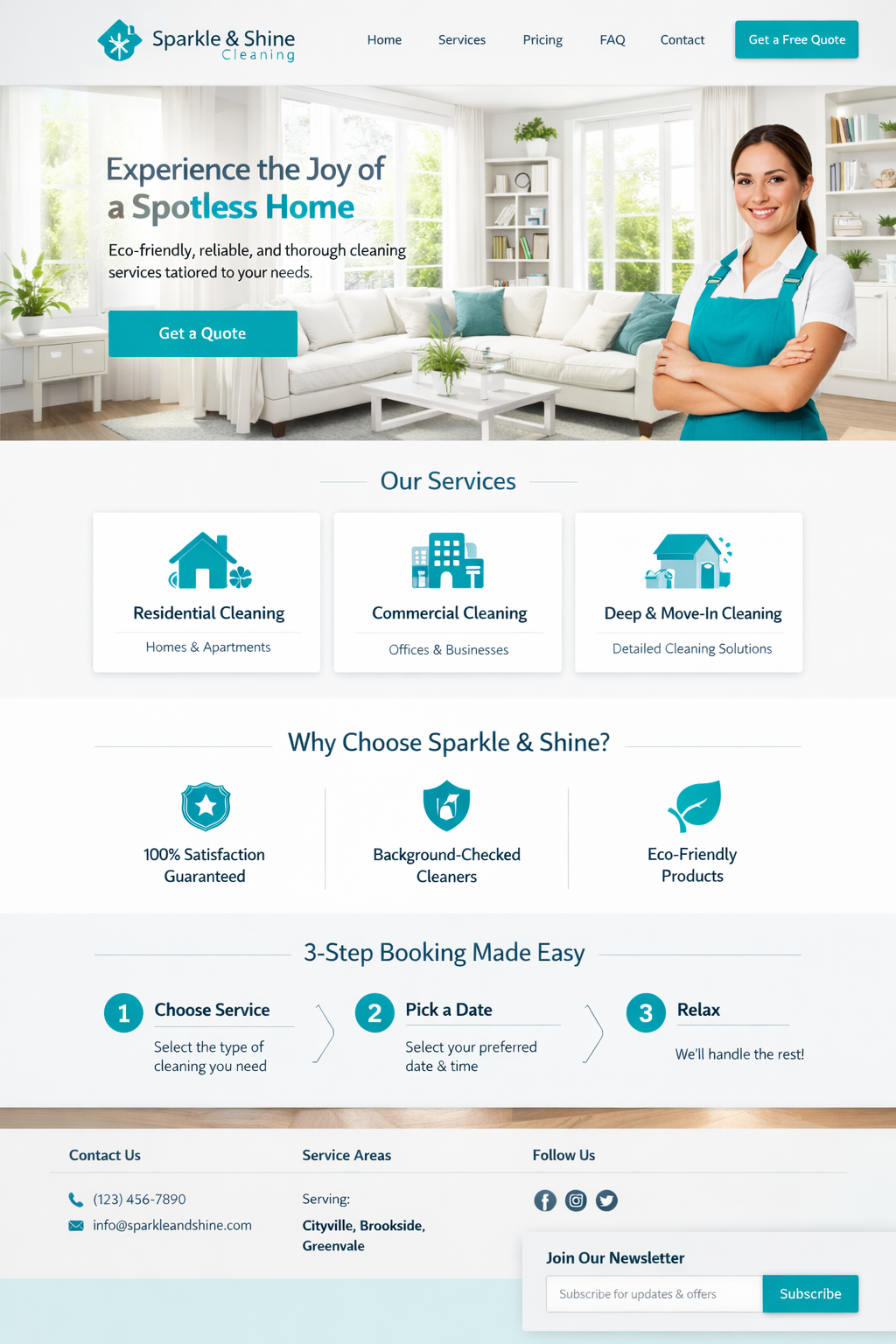 Web design mockup for cleaning services company