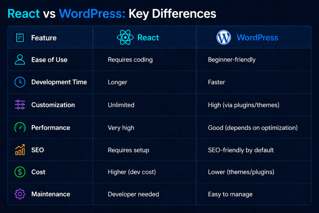 React vs WordPress: Key Differences